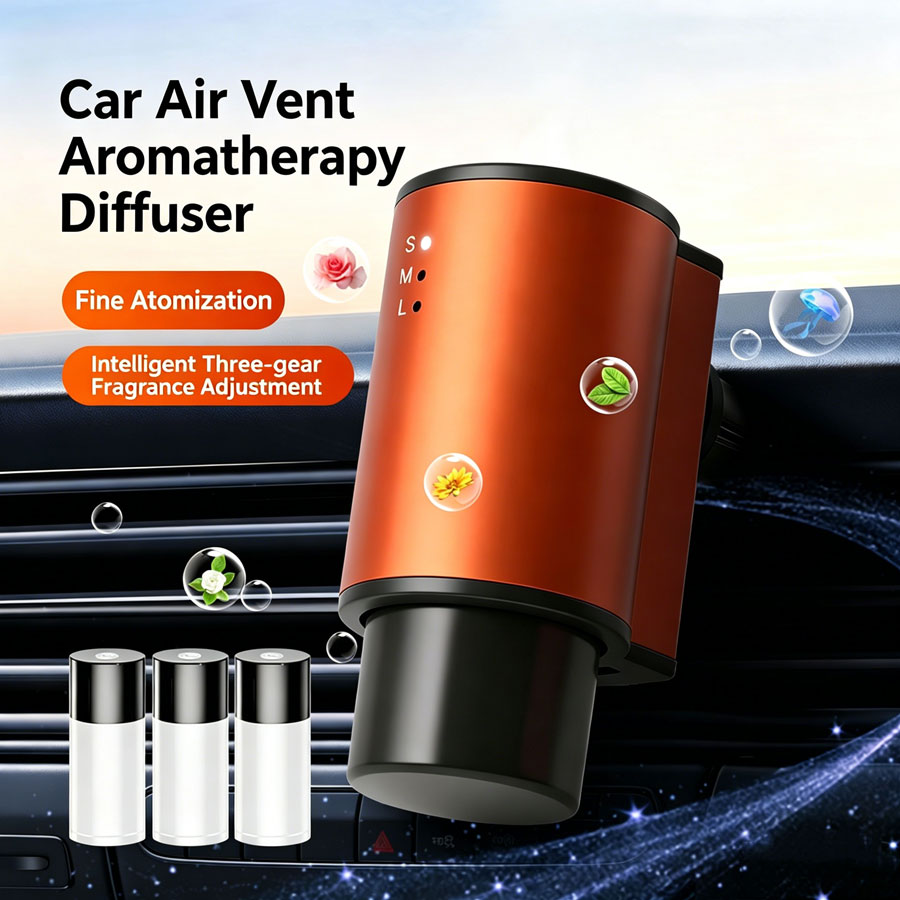 Car Vent Diffuser - 新型車用芳香剤 スマートオートアロマディフューザー 車載エアコン吹き出し口用 エッセンシャルオイルミスト加湿器 フレグランスディフューザー アロマセラピー