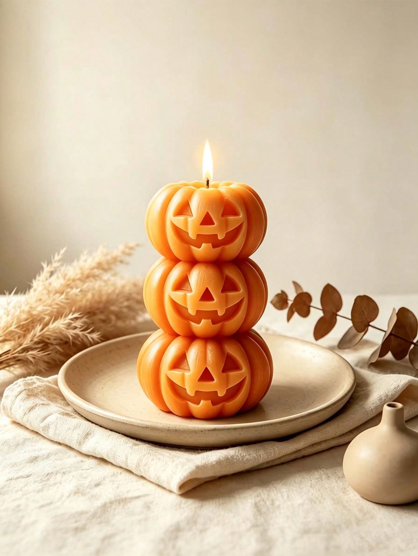 Home Fragrance Us - ハロウィン用3層式パンプキン型キャンドル1個、パンプキンデザイン - 香り付き - 無煙、長持ちする香り、家の装飾に適しており、寝室の雰囲気作りやDIYギフトに最適です。 家の装飾、暖炉、リビングルームに適しています。sh260721174917036172797