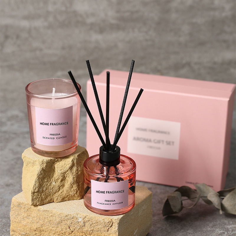 プレミアムリードディフューザーとキャンドルギフトセット、長持 - Home Fragrance Set Gift のレビューと価格