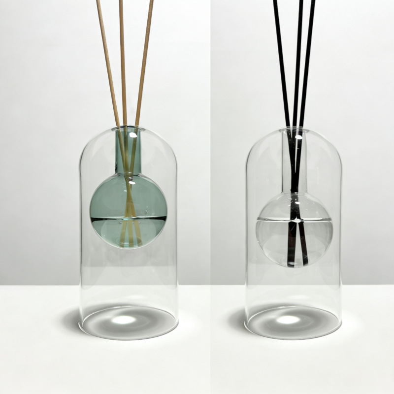 北欧風U字型二重壁ガラスディフューザーボトル、空のリードフレ - Home Fragrance Bottle のレビューと価格