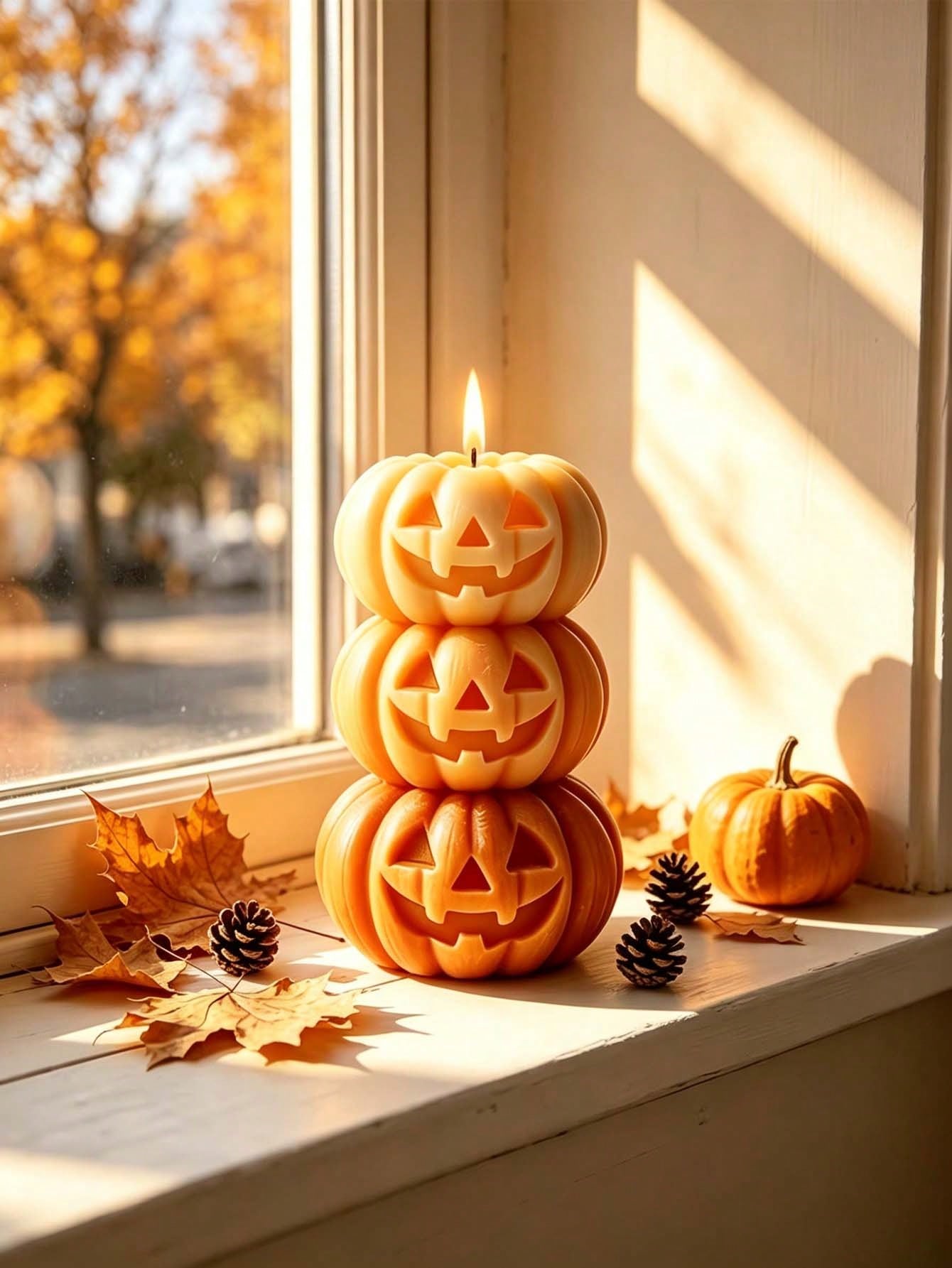 ハロウィン用3層式パンプキン型キャンドル1個、パンプキンデザ - Home Fragrance Us のレビューと価格