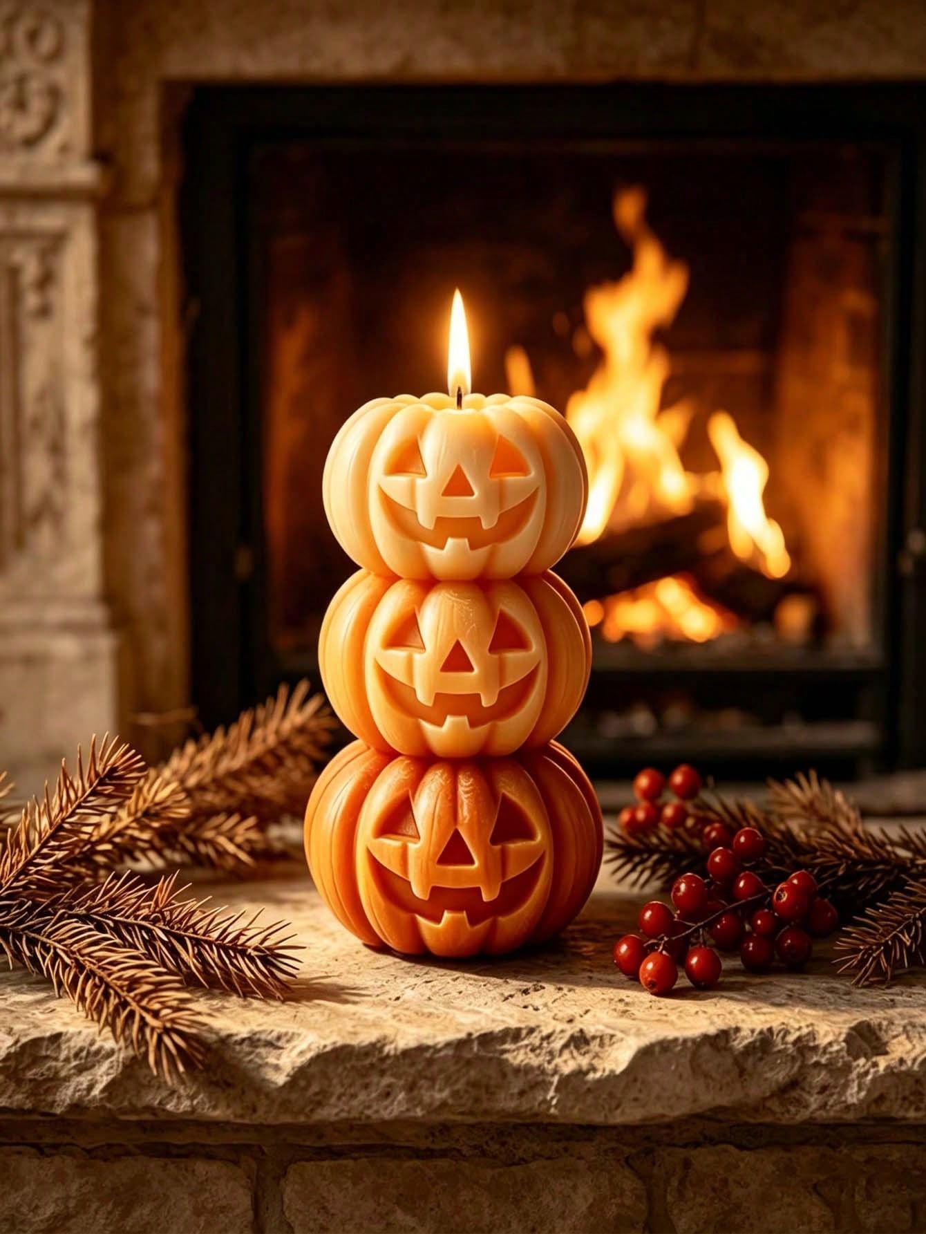 ハロウィン用3層式パンプキン型キャンドル1個、パンプキンデザ - Home Fragrance Us のレビューと価格