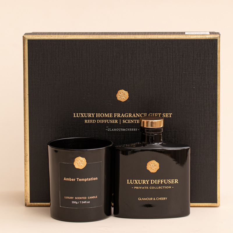 リードディフューザー＆香り付きキャンドルギフトセット、ガラス - Home Fragrance Set Gift のレビューと価格