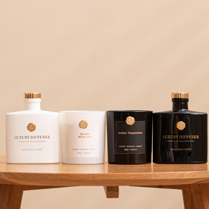 リードディフューザー＆香り付きキャンドルギフトセット、ガラス - Home Fragrance Set Gift のレビューと価格